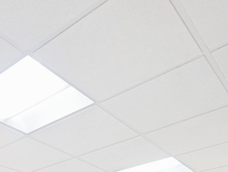 Suspended ceiling tiles and grid